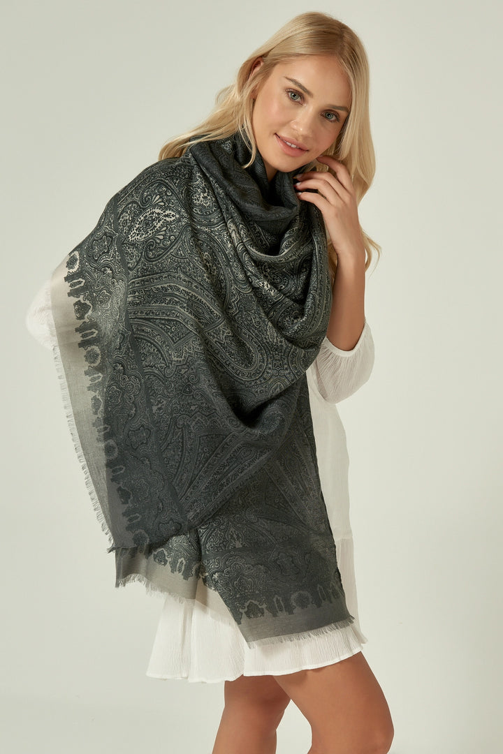 Anthracite Etro Patterned Scarf BCNSV-2511189 - Blainville