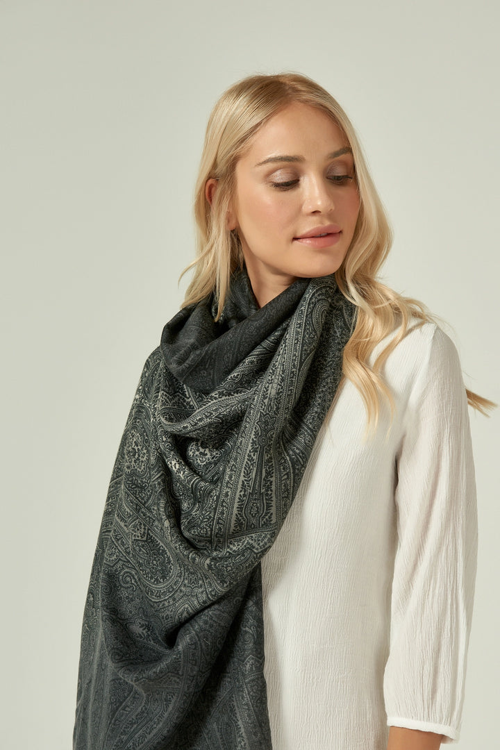 Anthracite Etro Patterned Scarf BCNSV-2511189 - Blainville