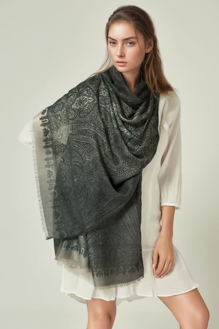 Anthracite Etro Patterned Scarf BCNSV-25WT1026 - Salford