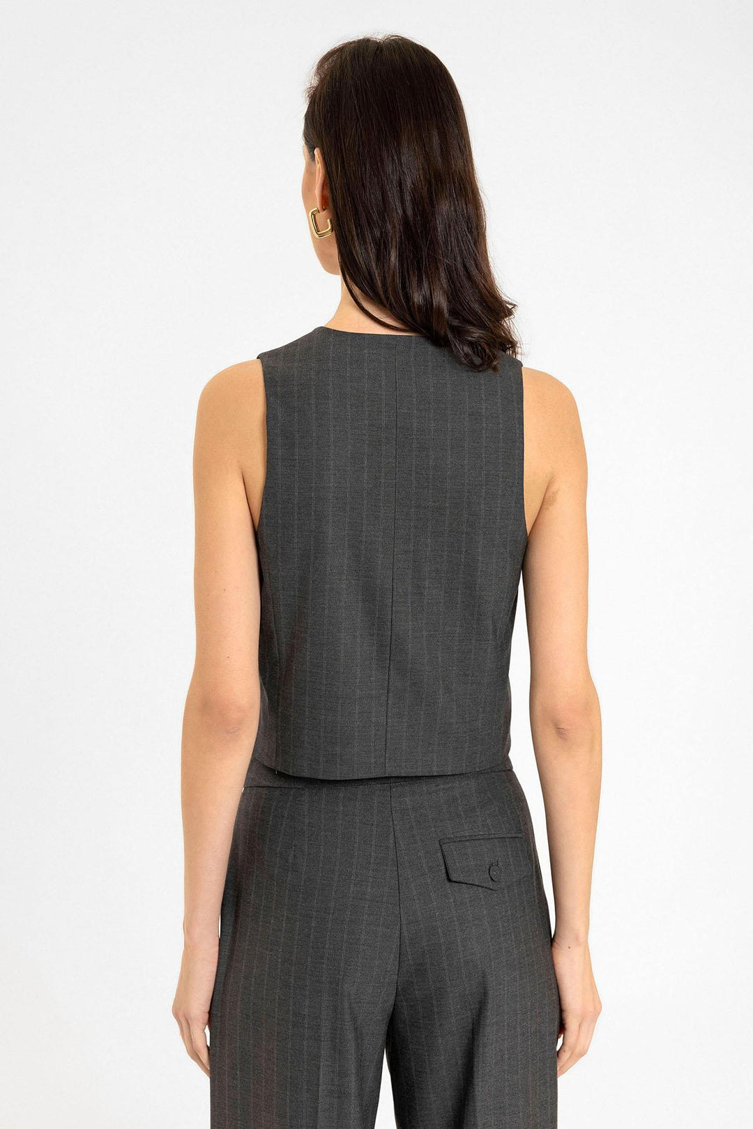 ANT Antioch Anthracite Women's Striped Button Closure Vest - Frechen
