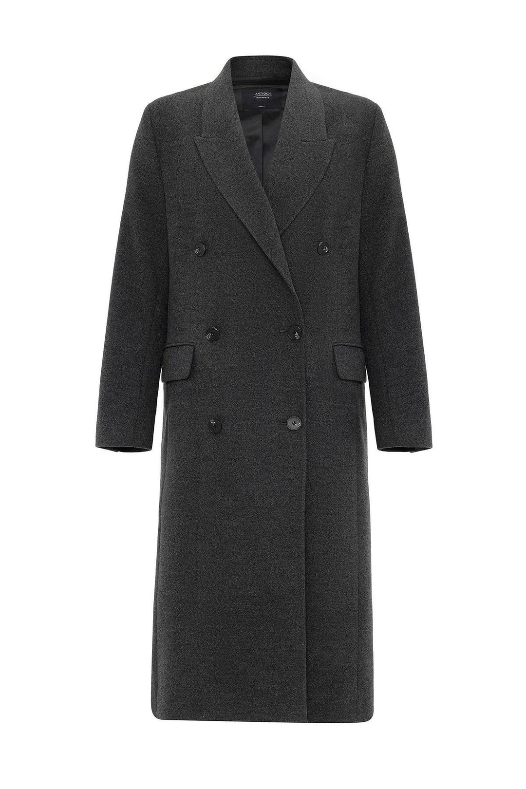 ANT Antioch Antrasit Kadın Kruvaze Uzun Kaban - Rio Tinto