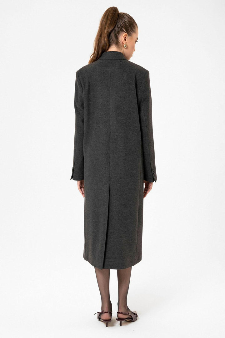 ANT Antioch Antrasit Kadın Kruvaze Uzun Kaban - Rio Tinto