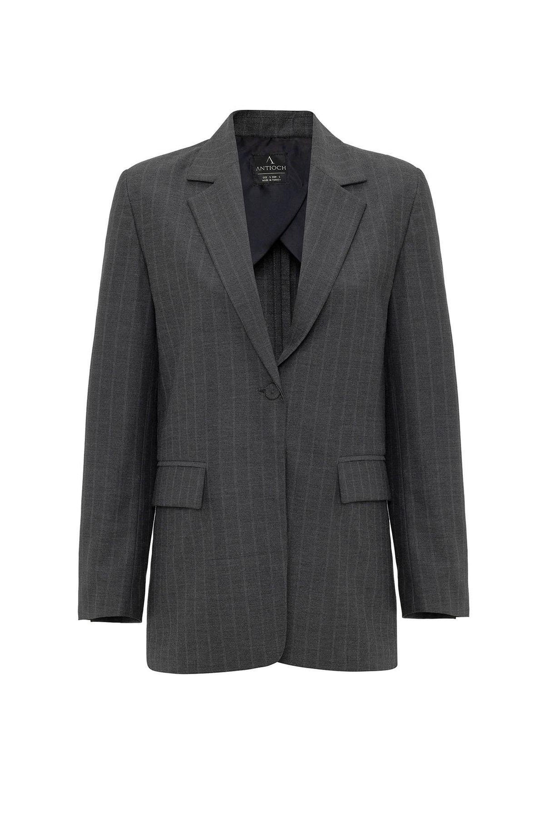 ANT Antioch Anthracite Women's Single Button Striped Blazer Jacket - Little Rock