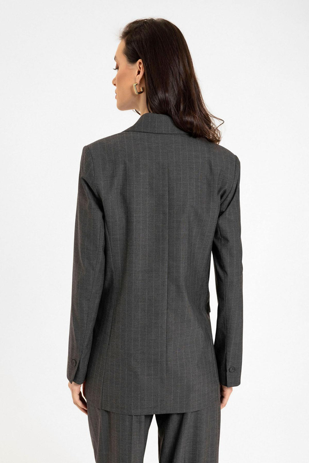 ANT Antioch Anthracite Women's Single Button Striped Blazer Jacket - Little Rock