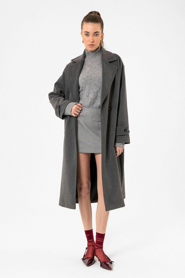 ANT Antioch Anthracite Women's Soft Textured Oversized Wrap Coat - Strasbourg