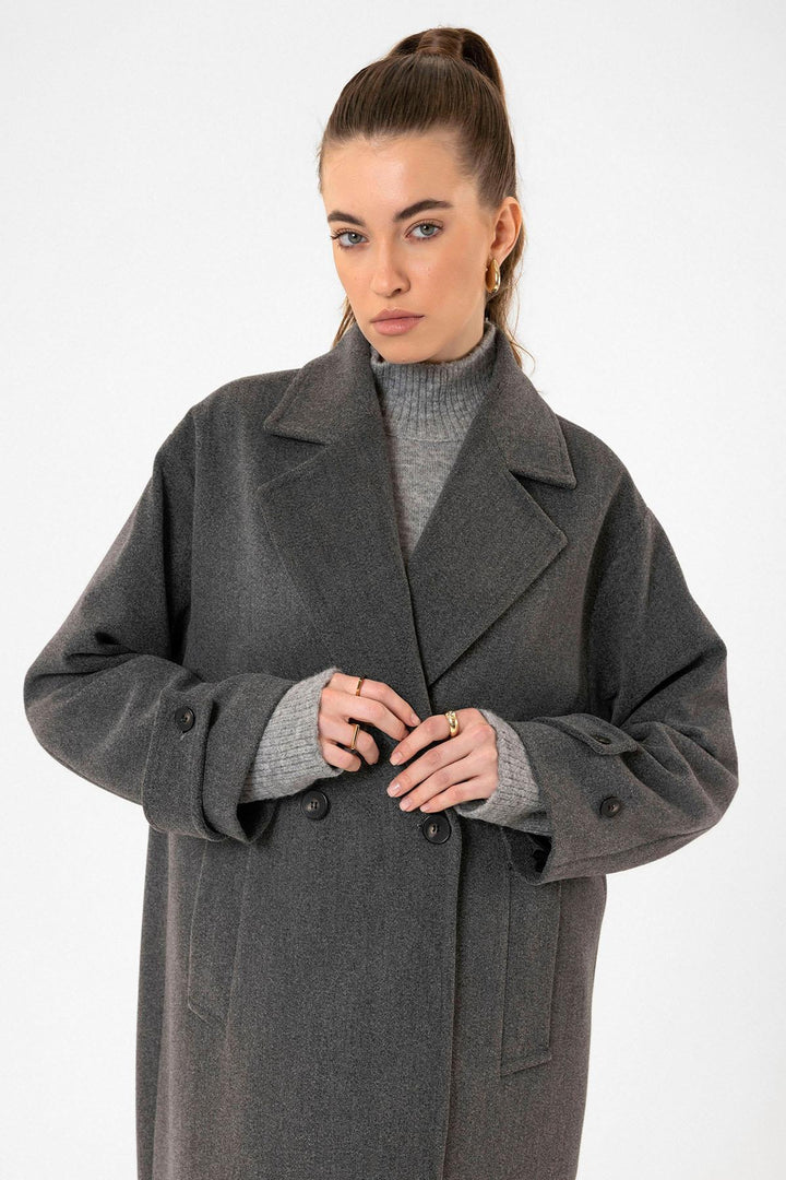 ANT Antioch Anthracite Women's Soft Textured Oversized Wrap Coat - Strasbourg