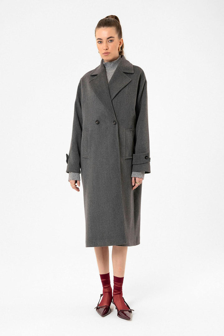 ANT Antioch Anthracite Women's Soft Textured Oversized Wrap Coat - Strasbourg