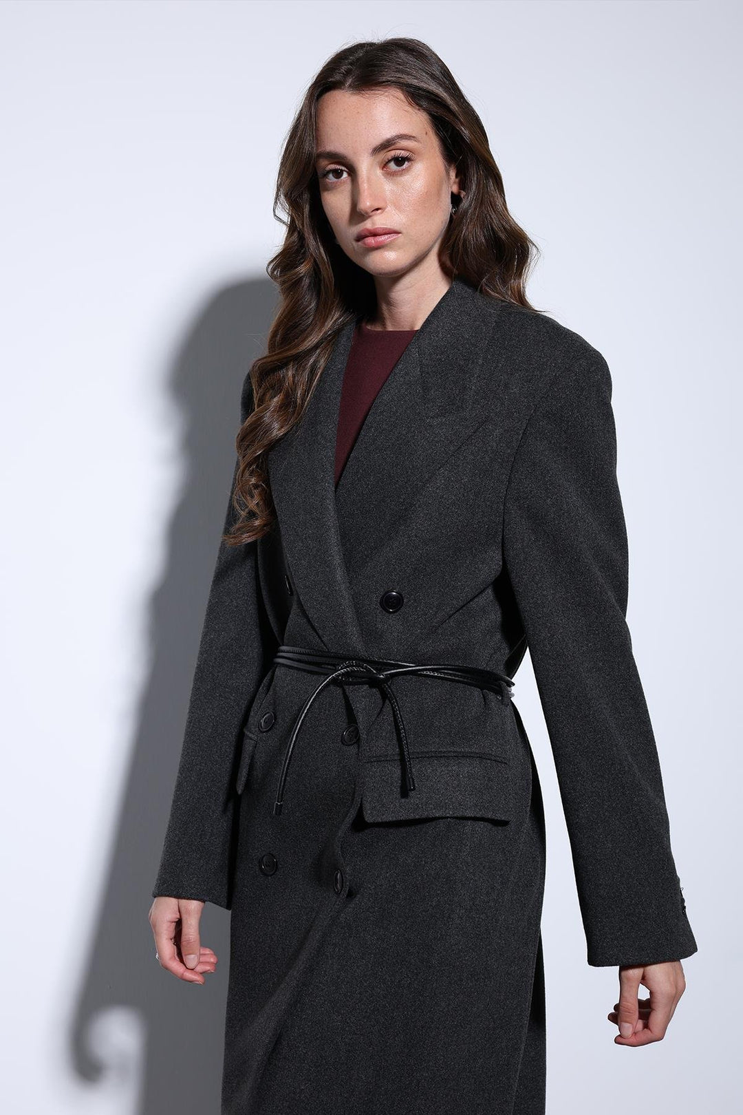 ANT Antioch Anthracite Belted Wrap Women's Coat - Old Bridge