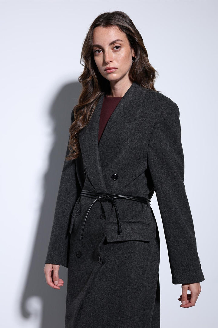 ANT Antioch Anthracite Belted Wrap Women's Coat - Old Bridge