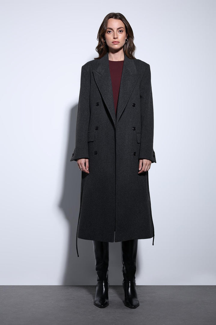 ANT Antioch Anthracite Belted Wrap Women's Coat - Old Bridge
