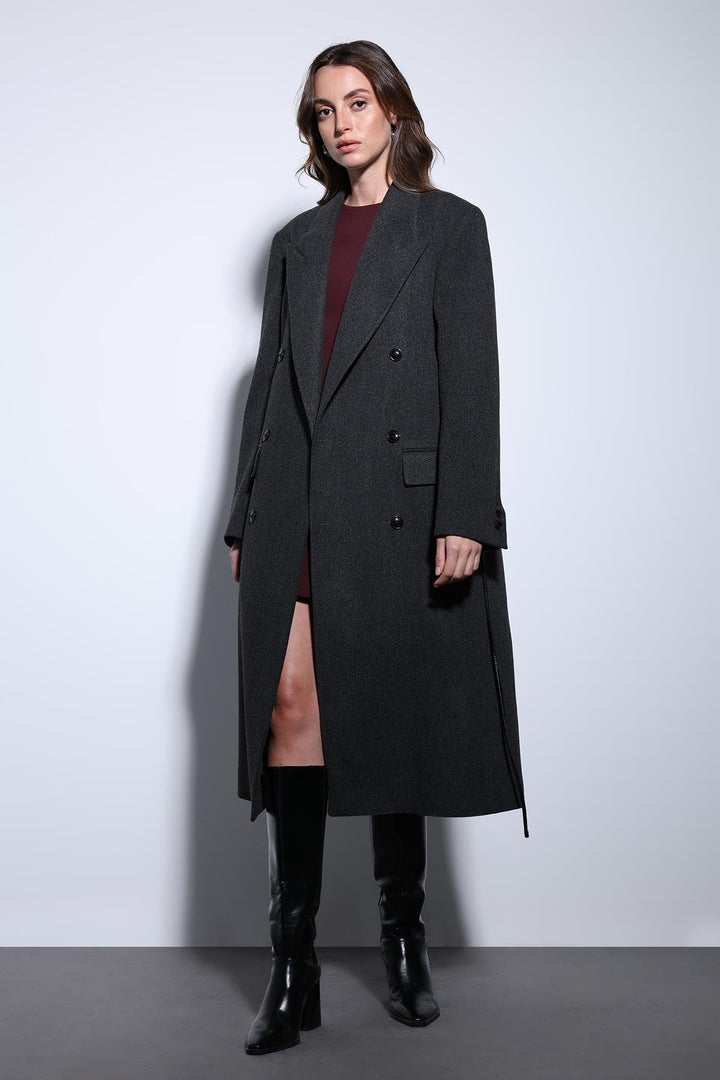 ANT Antioch Anthracite Belted Wrap Women's Coat - Old Bridge