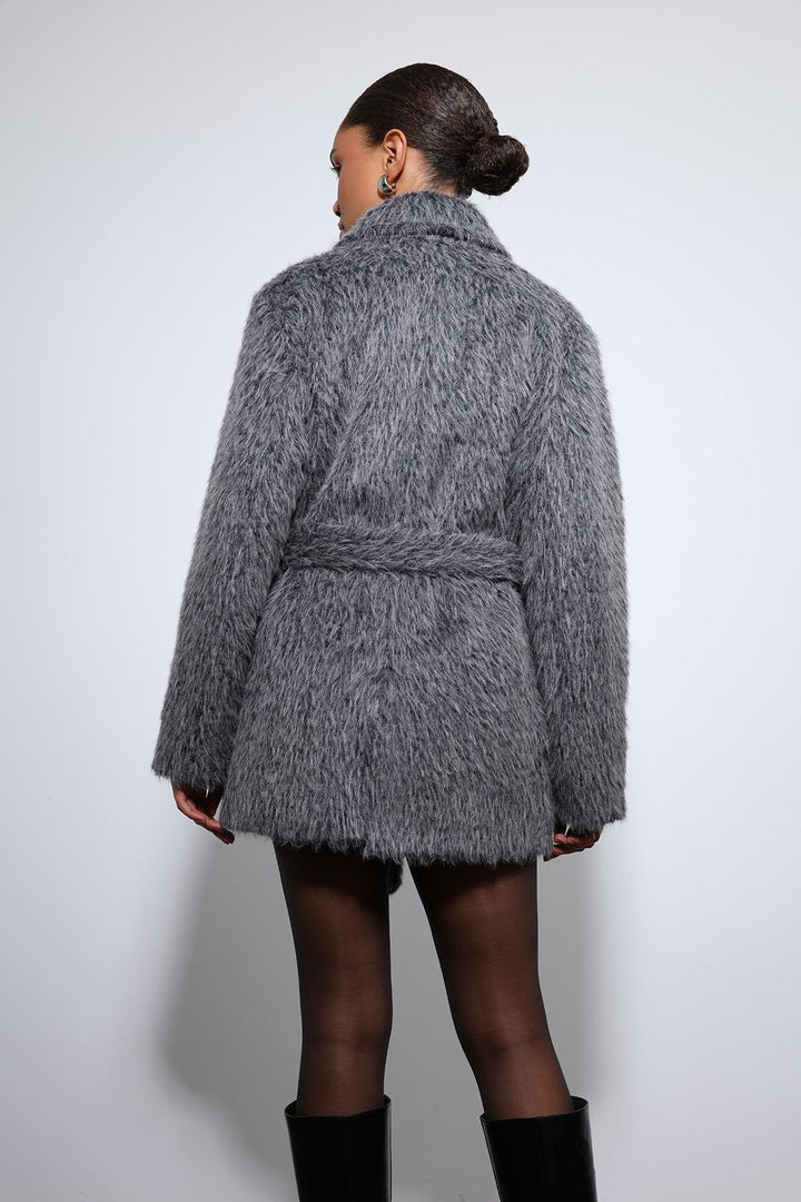 ANT Antioch Anthracite Short Faux Fur Coat - Leonberg