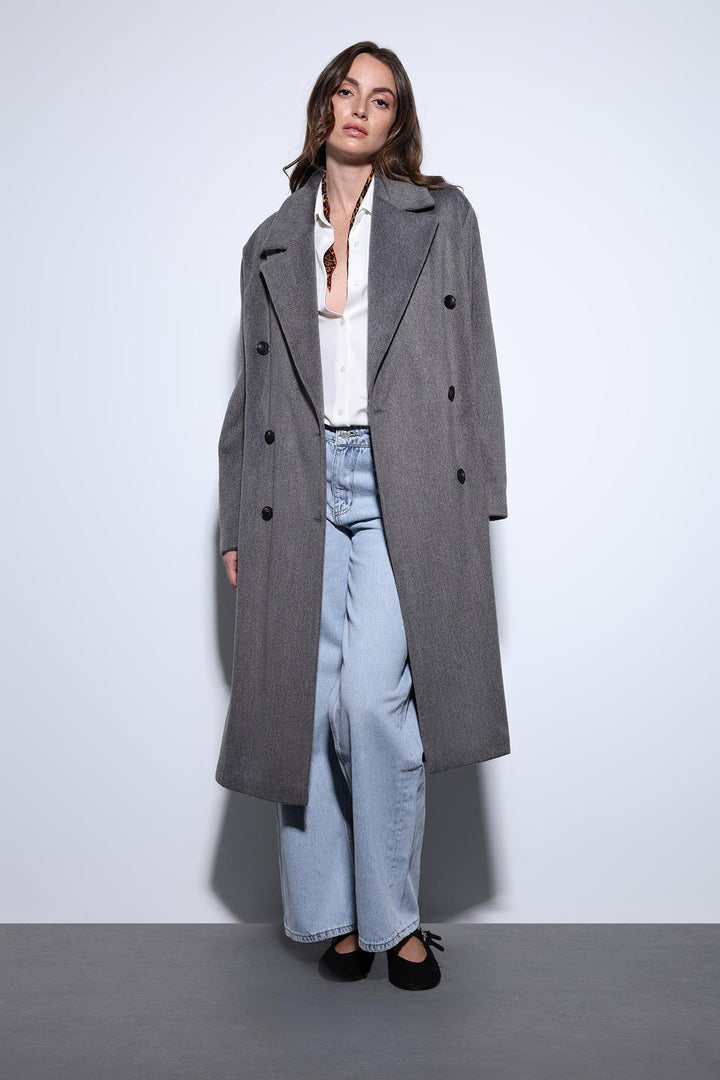 ANT Antioch Anthracite Double-Breasted Women's Coat - San José del Cabo