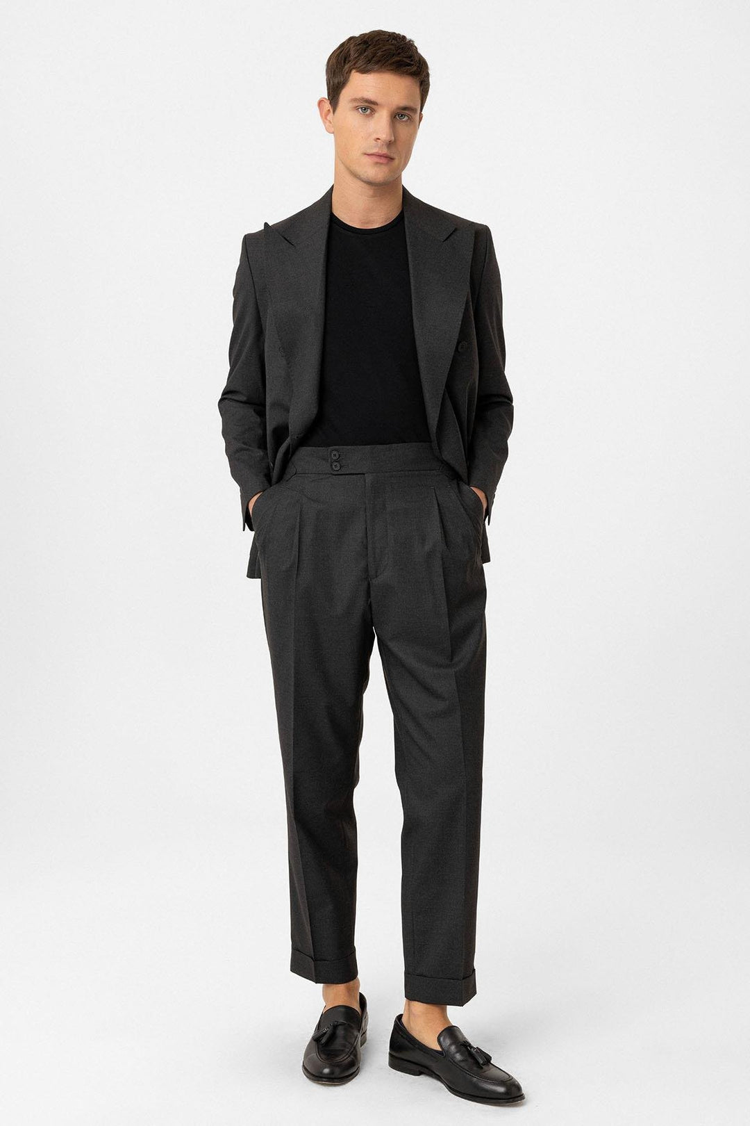 ANT Antioch Anthracite Cross-Closure Italian Cut Men's Suit - Brive-la-Gaillarde