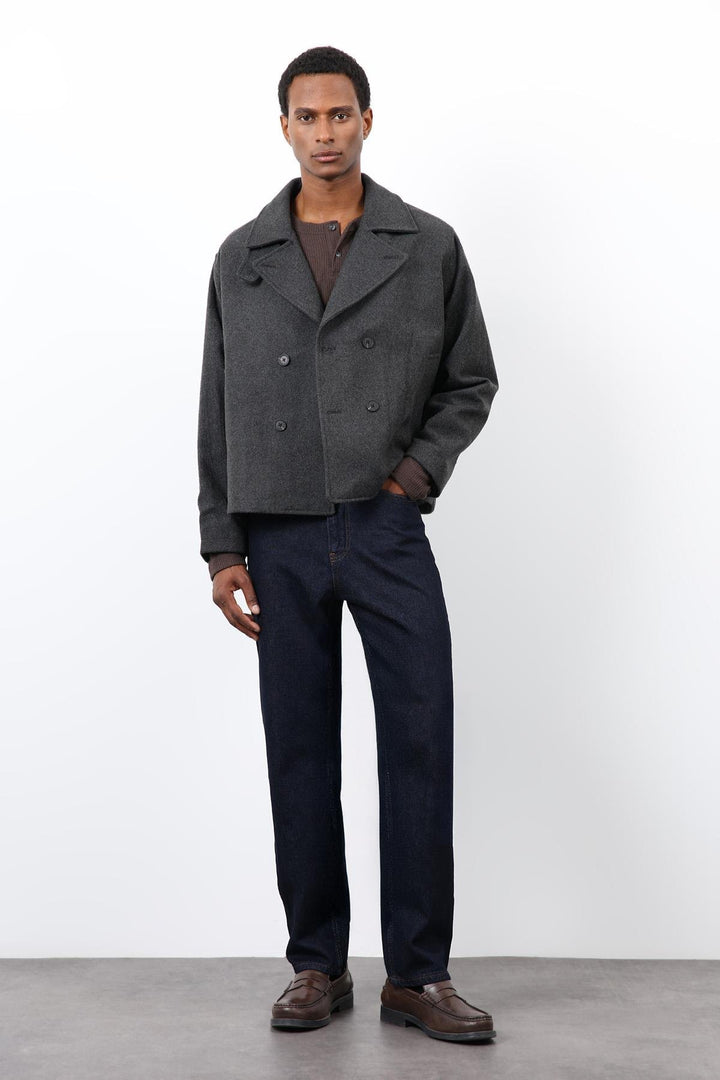 ANT Antioch Anthracite Double-Breasted Short Men's Coat - Apple Valley