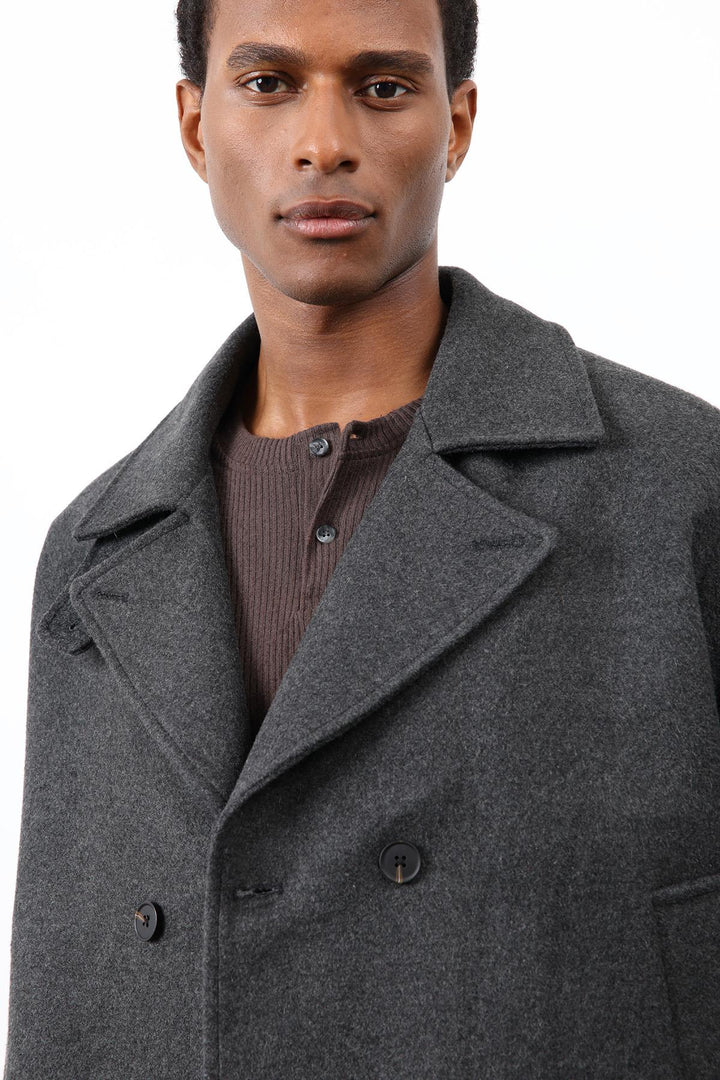 ANT Antioch Anthracite Double-Breasted Short Men's Coat - Apple Valley
