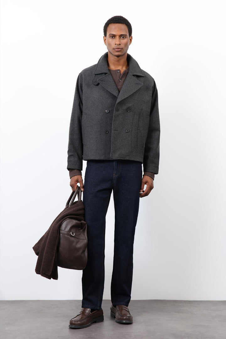 ANT Antioch Anthracite Double-Breasted Short Men's Coat - Apple Valley