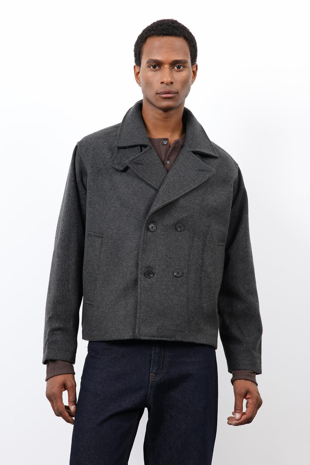 ANT Antioch Anthracite Double-Breasted Short Men's Coat - Apple Valley