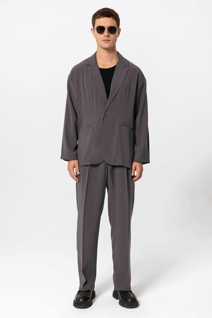ANT Antioch Anthracite Oversize Unlined Men's Blazer Jacket - Trento