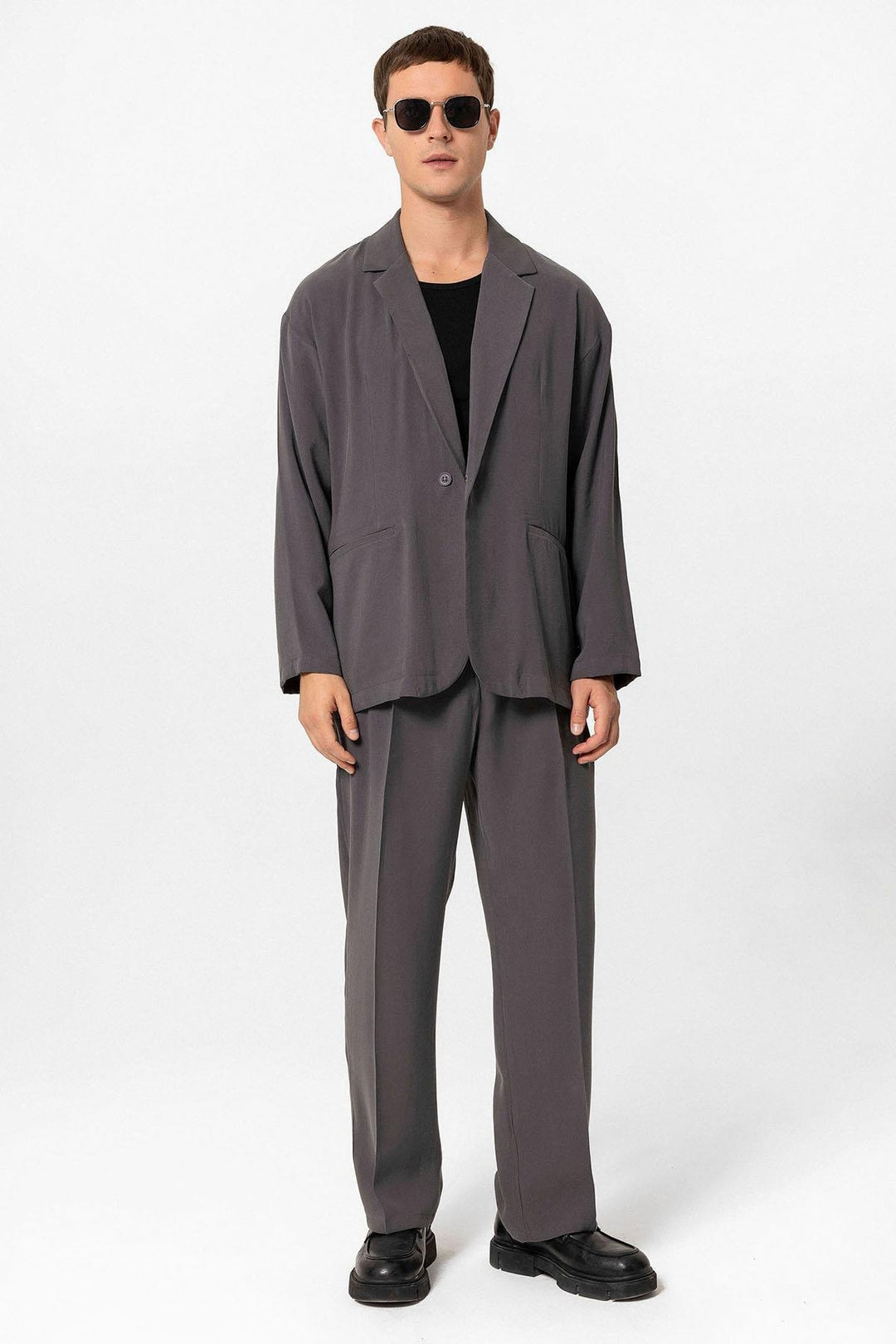 ANT Antioch Anthracite Oversize Unlined Men's Blazer Jacket - Trento