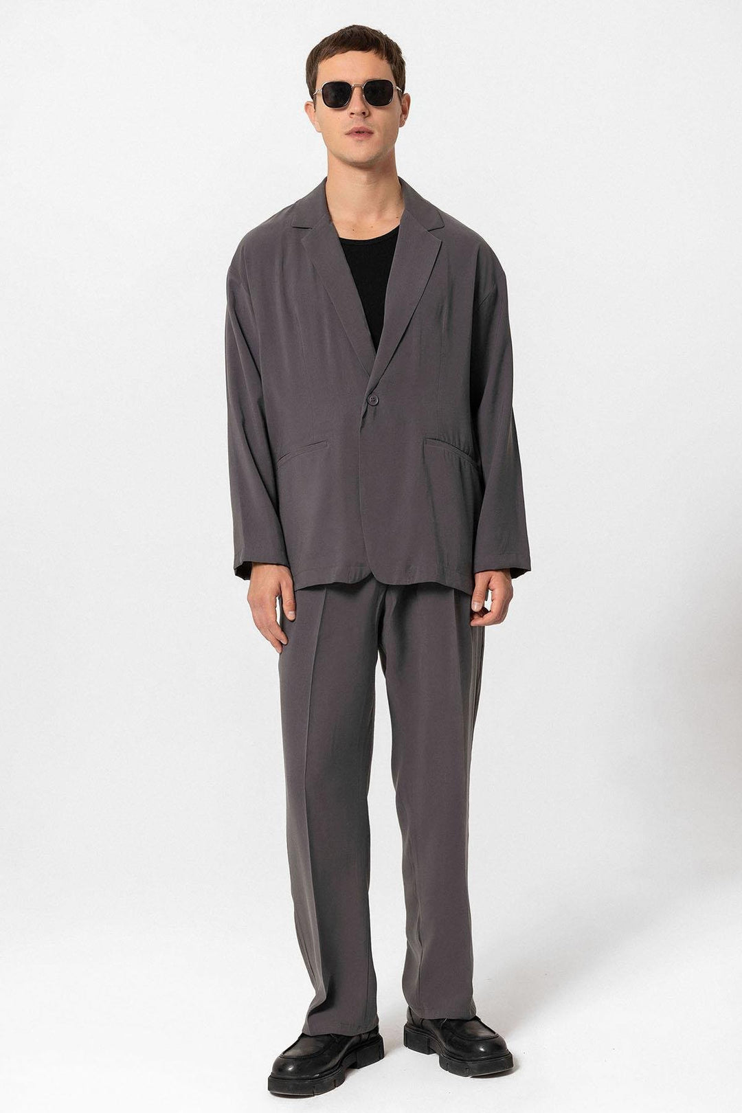 ANT Antioch Anthracite Oversize Unlined Men's Blazer Jacket - Trento