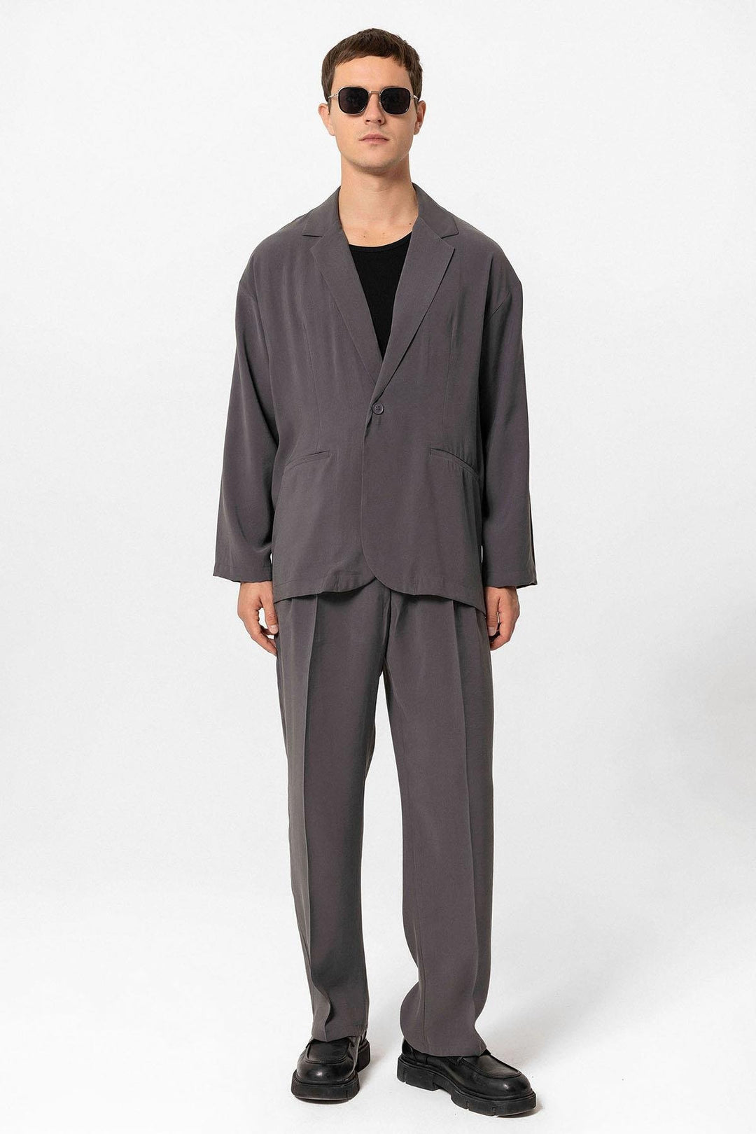 ANT Antioch Anthracite Oversize Unlined Men's Blazer Jacket - Trento