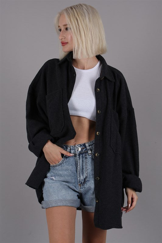 MDX Anthracite Oversized Shirt Jacket MG1562 - Bolingbrook