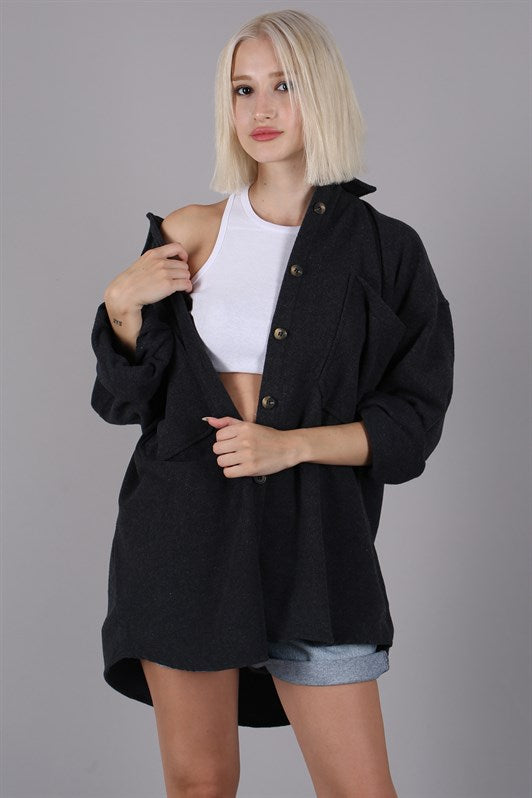 MDX Anthracite Oversized Shirt Jacket MG1562 - Bolingbrook
