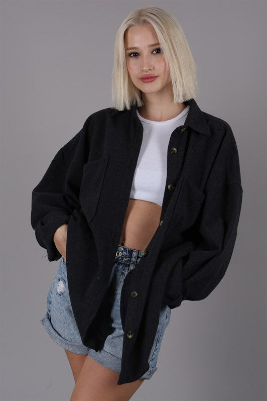 MDX Anthracite Oversized Shirt Jacket MG1562 - Bolingbrook
