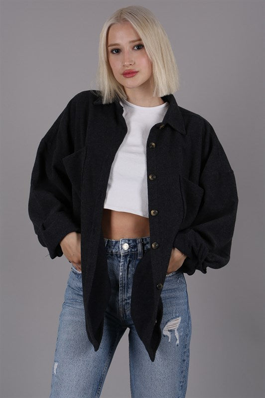MDX Anthracite Oversized Shirt Jacket MG1562 - Bolingbrook