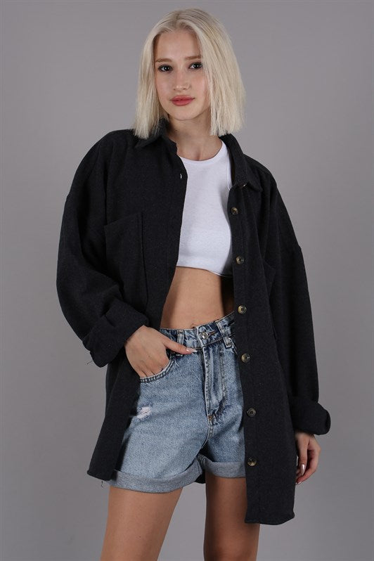 MDX Anthracite Oversized Shirt Jacket MG1562 - Bolingbrook