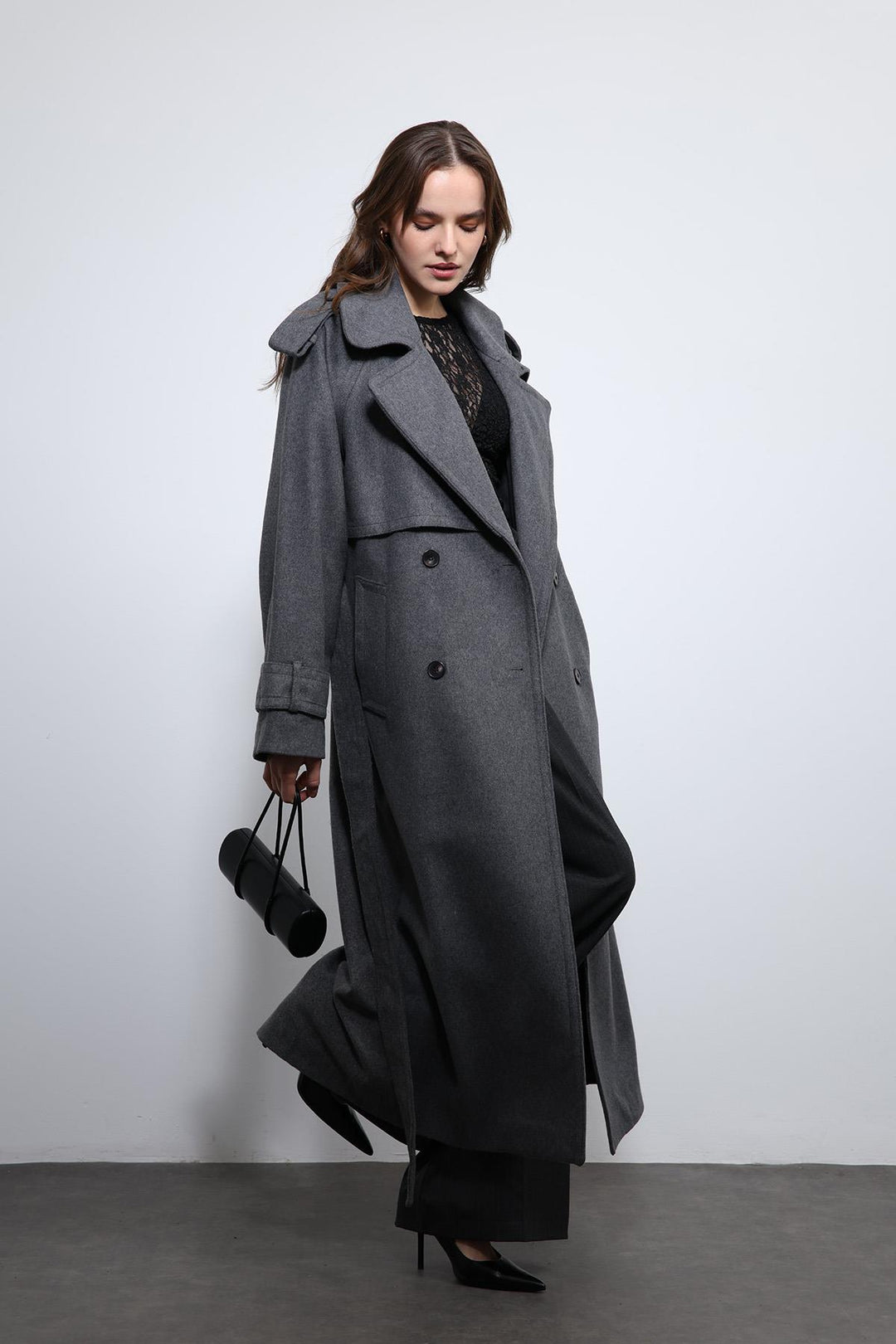 ANT Antioch Anthracite Oversized Belted Coat - Metairie