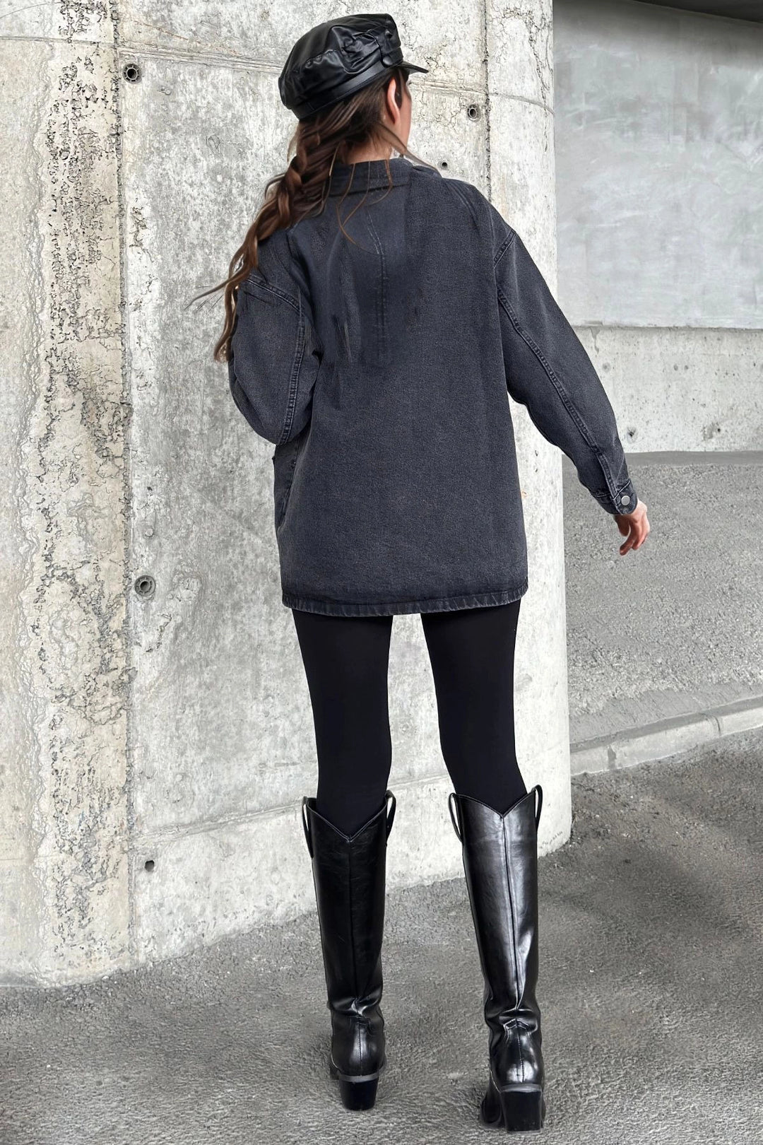 Anthracite Comfort Fit Oversize Denim Jacket BCBSK-25700-KT0000 - Ixtlahuacán de los Membrillos