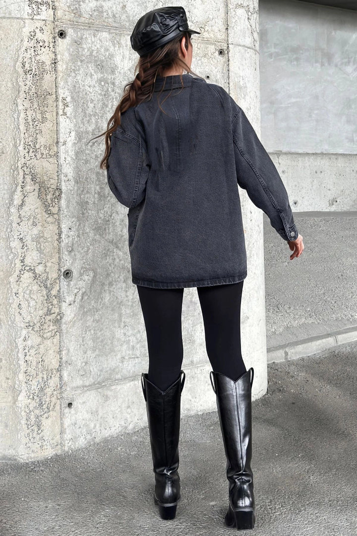 Anthracite Comfort Fit Oversize Denim Jacket BCBSK-25700-KT0000 - Ixtlahuacán de los Membrillos