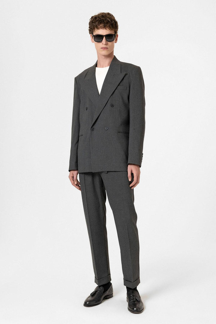 ANT Antioch Anthracite Comfortable Pinstriped Men's Blazer Jacket - Auburn