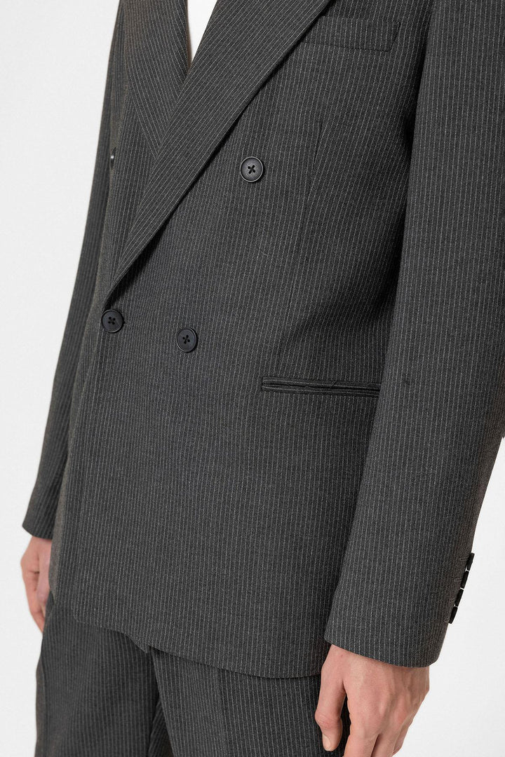 ANT Antioch Anthracite Comfortable Pinstriped Men's Blazer Jacket - Auburn