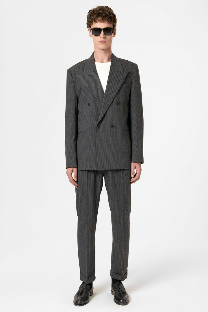 ANT Antioch Anthracite Comfortable Pinstriped Men's Blazer Jacket - Auburn