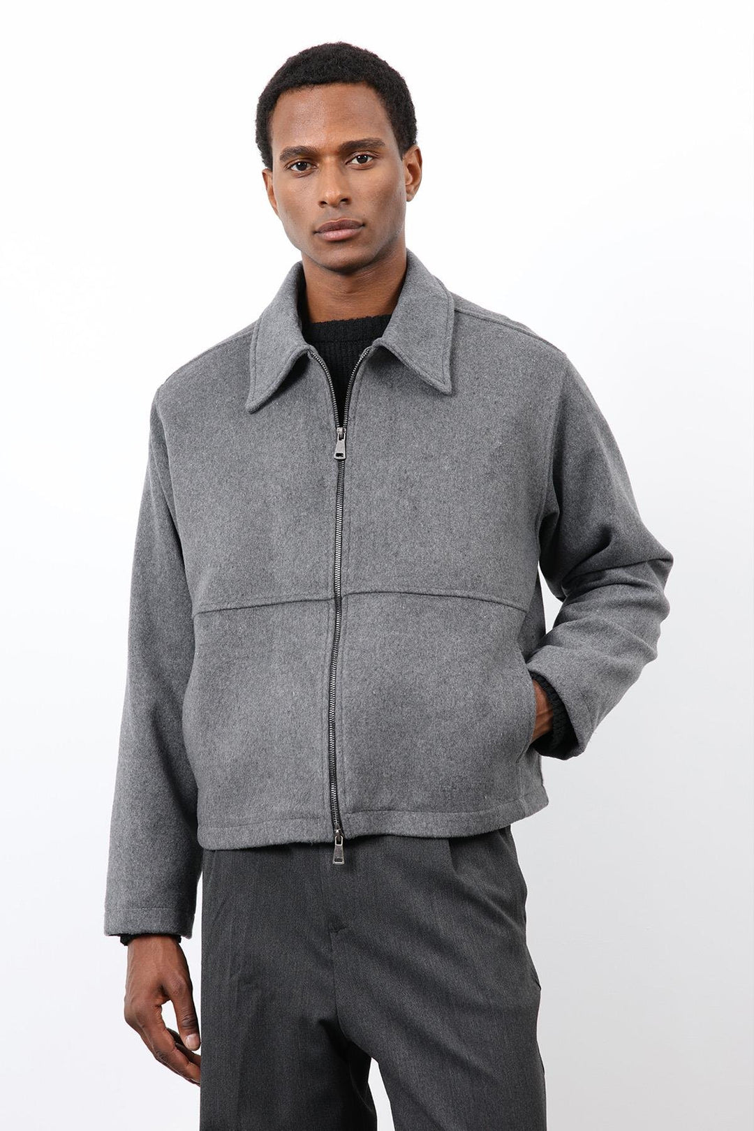 ANT Antioch Anthracite Regular Fit Textured Men's Coat - Soest