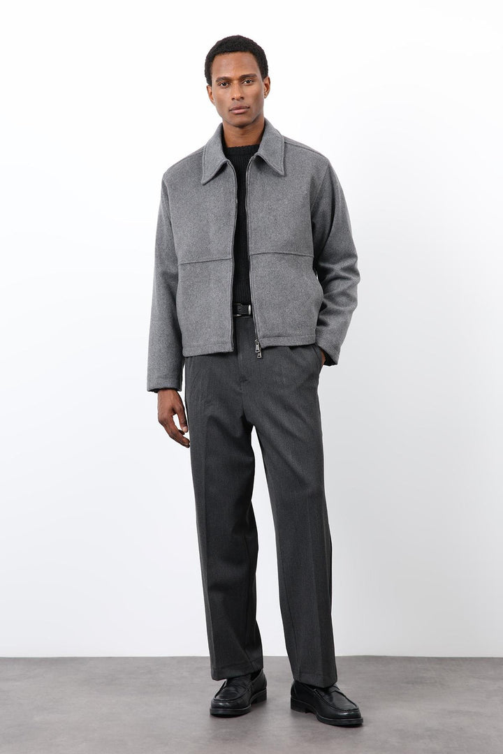 ANT Antioch Anthracite Regular Fit Textured Men's Coat - Soest