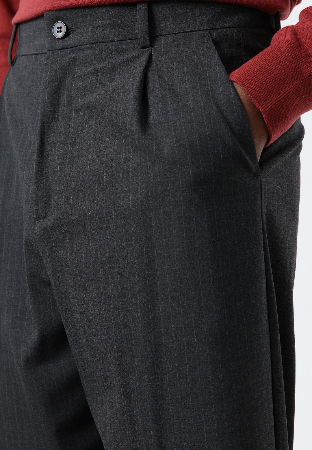 ANT Antioch Antrasit Relax Fit Çizgili Erkek Pantolon - Chino Hills