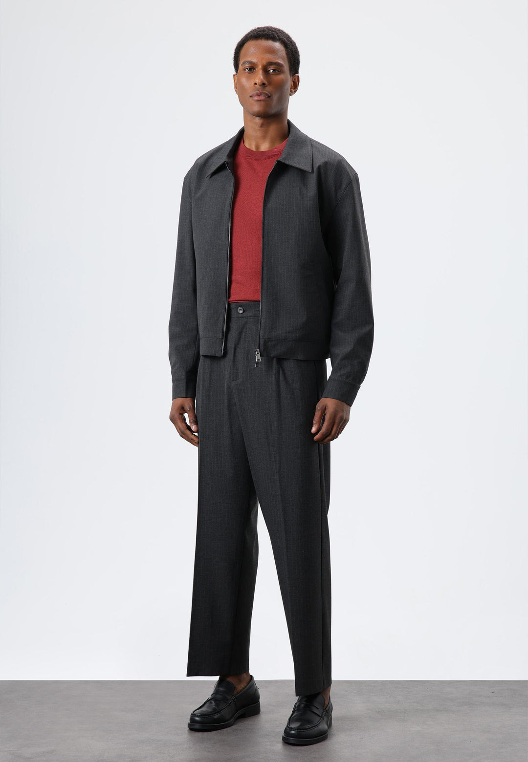 ANT Antioch Antrasit Relax Fit Çizgili Erkek Pantolon - Chino Hills