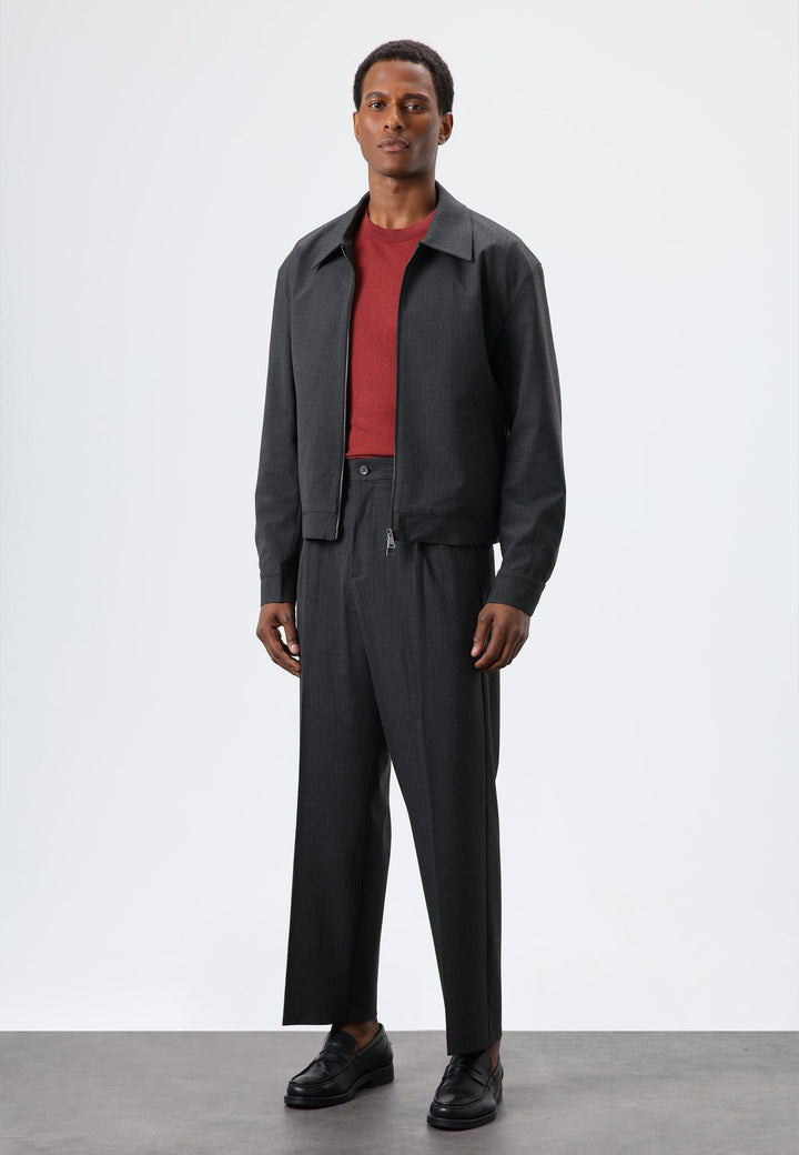 ANT Antioch Antrasit Relax Fit Çizgili Erkek Pantolon - Chino Hills