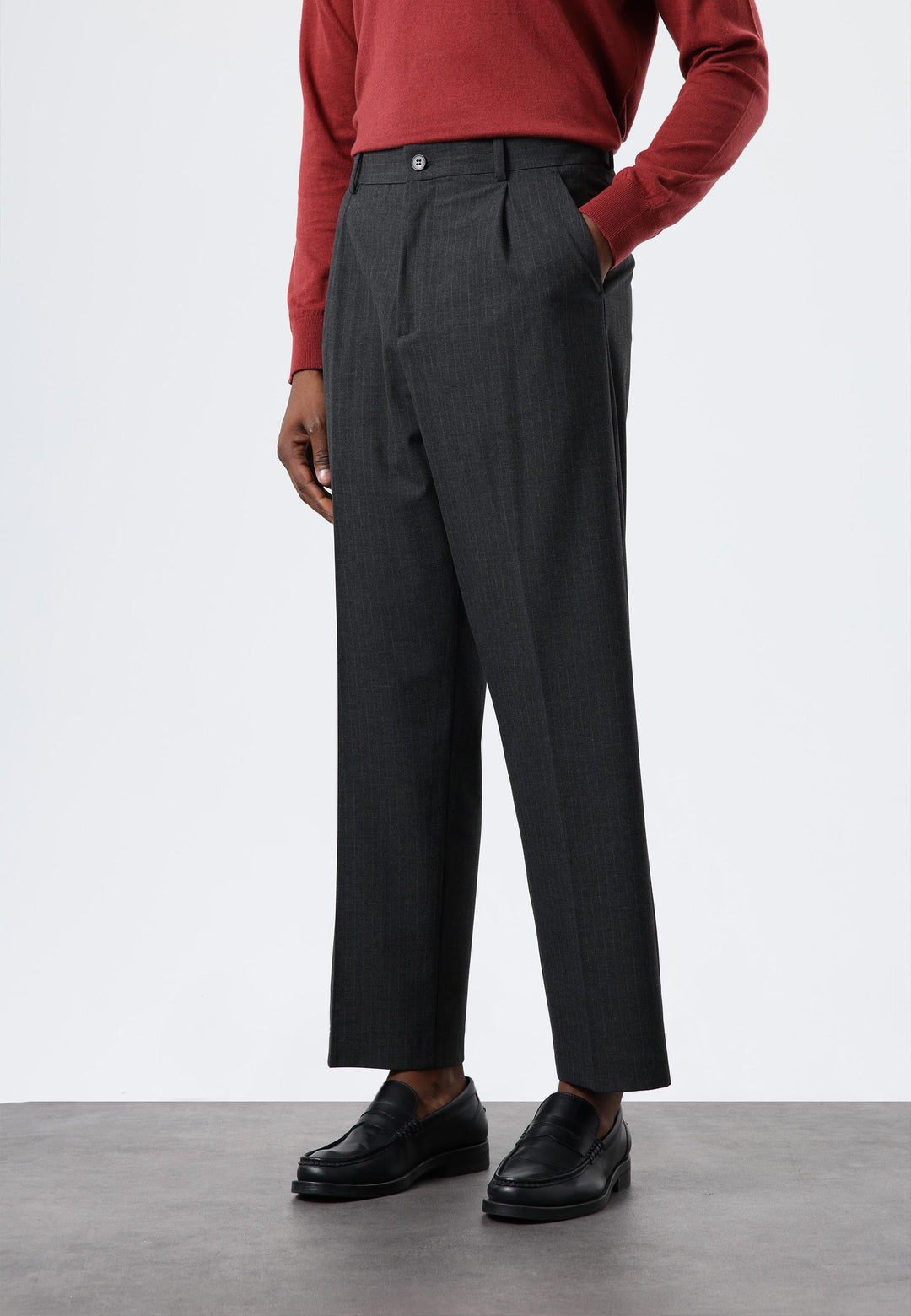 ANT Antioch Antrasit Relax Fit Çizgili Erkek Pantolon - Chino Hills