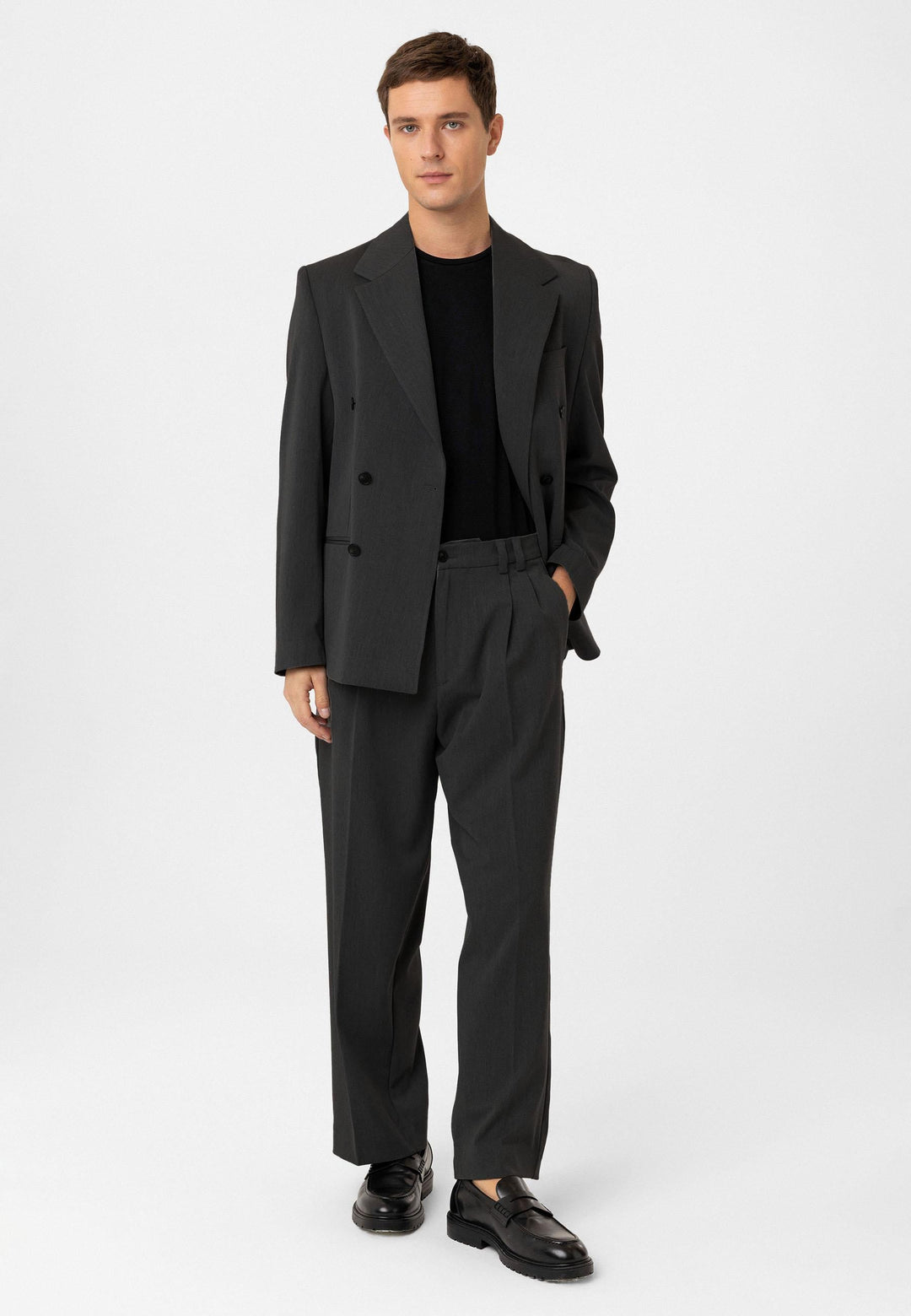 ANT Antioch Anthracite Relax Fit Double Breasted Men's Blazer Jacket - Escondido