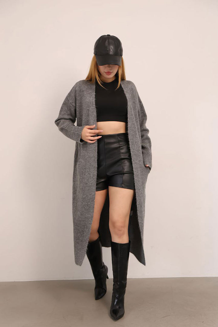 Anthracite Casual Soft Textured Knit Cardigan BCES-252009 - Roquetas de Mar