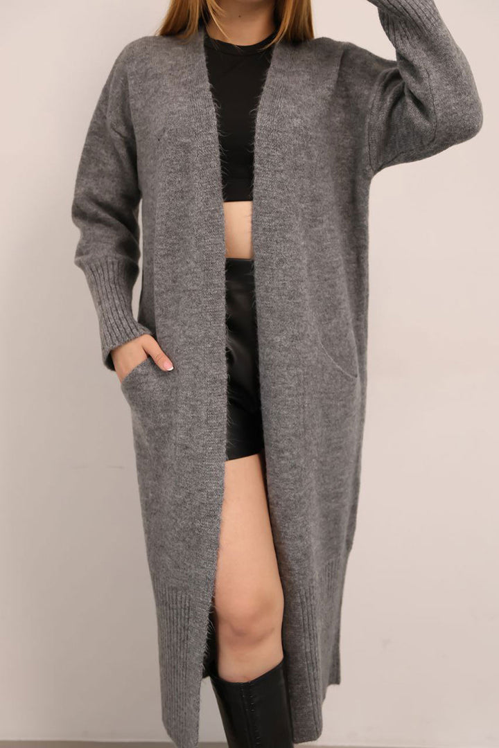Anthracite Casual Soft Textured Knit Cardigan BCES-252009 - Roquetas de Mar