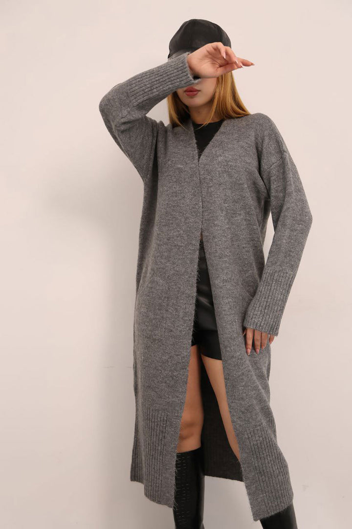 Anthracite Casual Soft Textured Knit Cardigan BCES-252009 - Roquetas de Mar