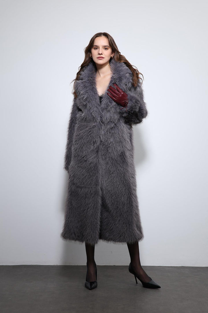 ANT Antioch Anthracite Faux Fur Long Coat - Ludwigshafen