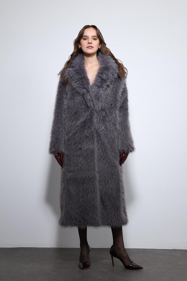 ANT Antioch Anthracite Faux Fur Long Coat - Ludwigshafen