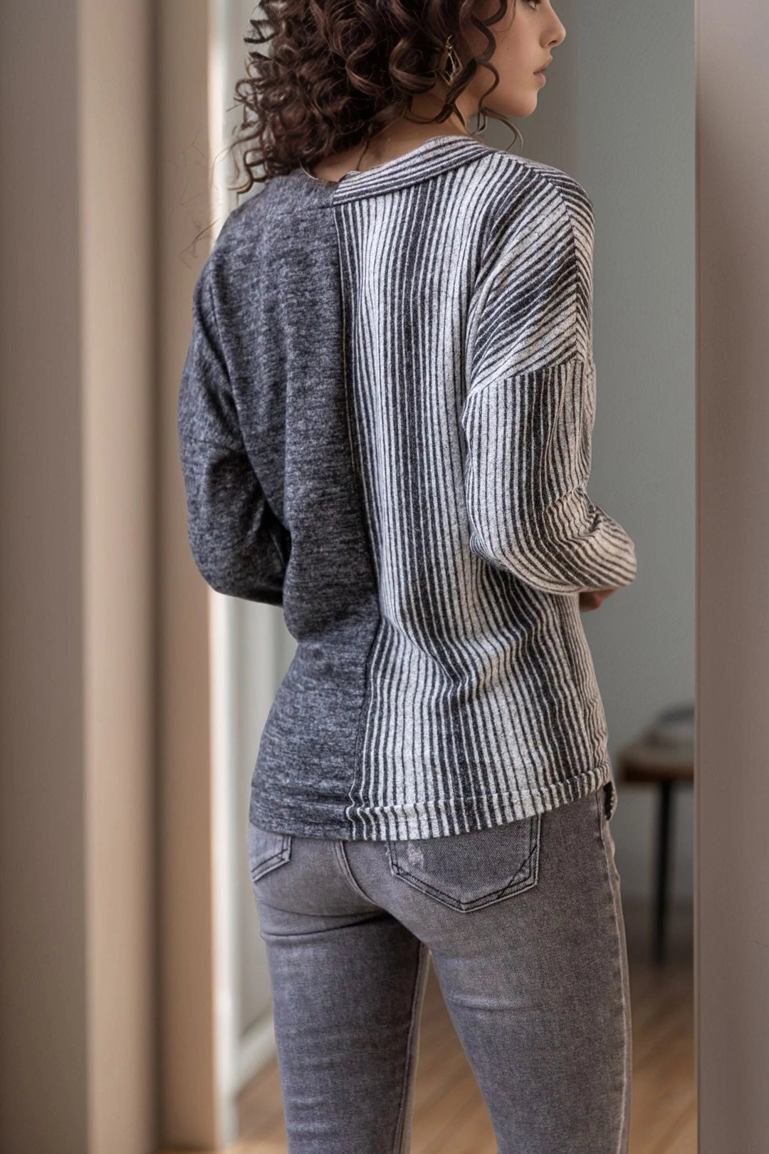 Anthracite V-Neck Blocked Sweater BCBSK-25700-2808 - Sankt Gallen